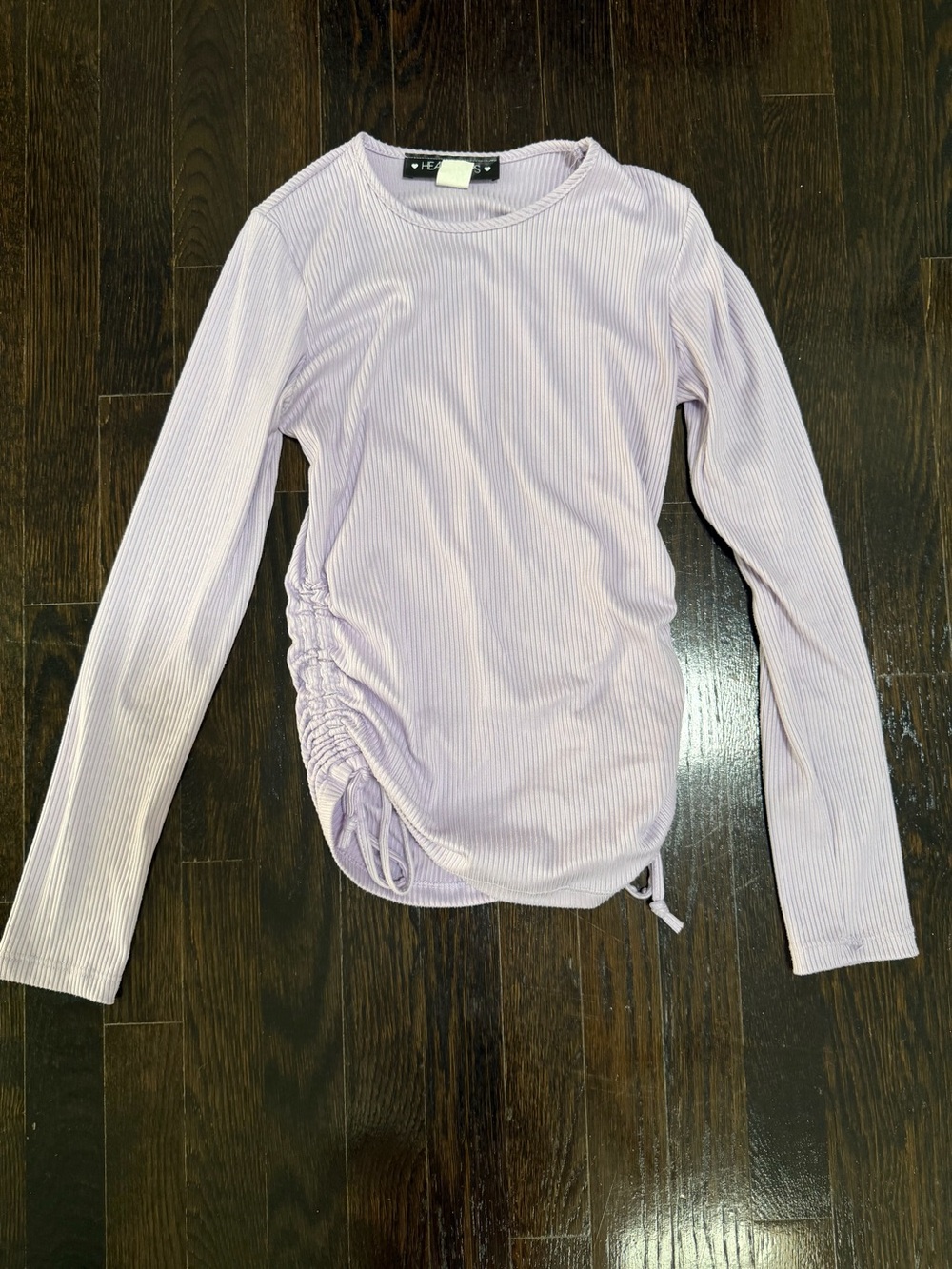 Heartbeeps Long-Sleeve Ruched Side Top in Light Lavender